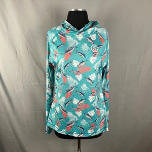 Scales Gear Performance Top Womens Large Aqua Tropical Slam Hooded Sportswear